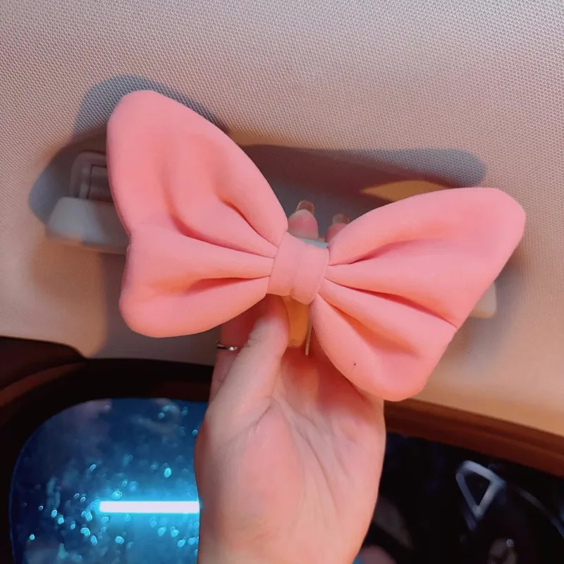 Cute Pink Bow Car Shoulder Protector Summer Car Tissue Box Cover Seat Belt Armrest Decorations Interior Decorations Pink