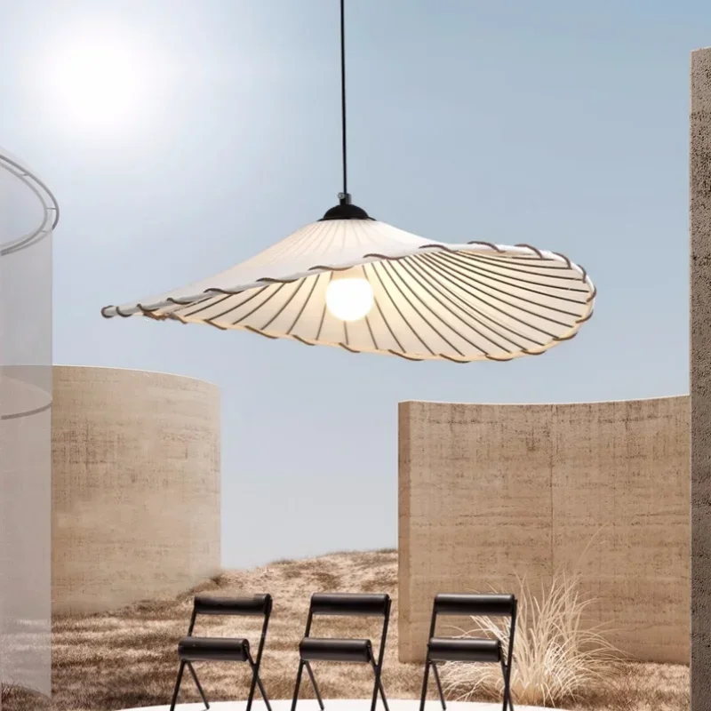 Description Picture 2 of itemJapanese LED Pendant Light Retro Fabric Lotus Shape Homestay Tea Room Restaurant Hanging Lamp Decoration Lighting Fixtures