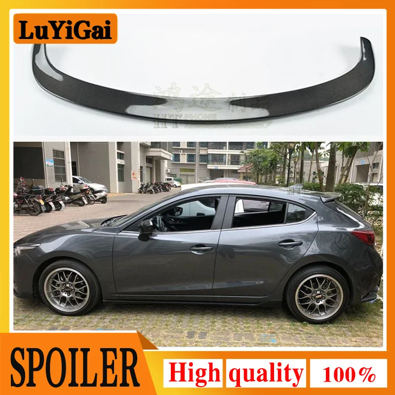 

FOR Mazda 3 Hatchback Real Carbon Fiber CAR Spoiler Wing Car Rear Window Rear LIP Middle Tail FIN Accessories Mazda3 2014-2019