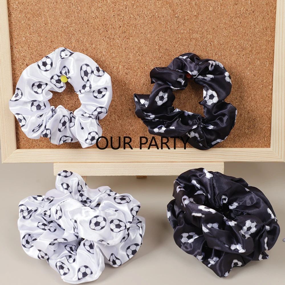 6 Stück Sport Fußball Thema Satin Haar gummis Fußball Haarband für Kinder Mädchen Geburtstags feier begünstigt Geschenke Goodie Bag Pinata Füllstoffe