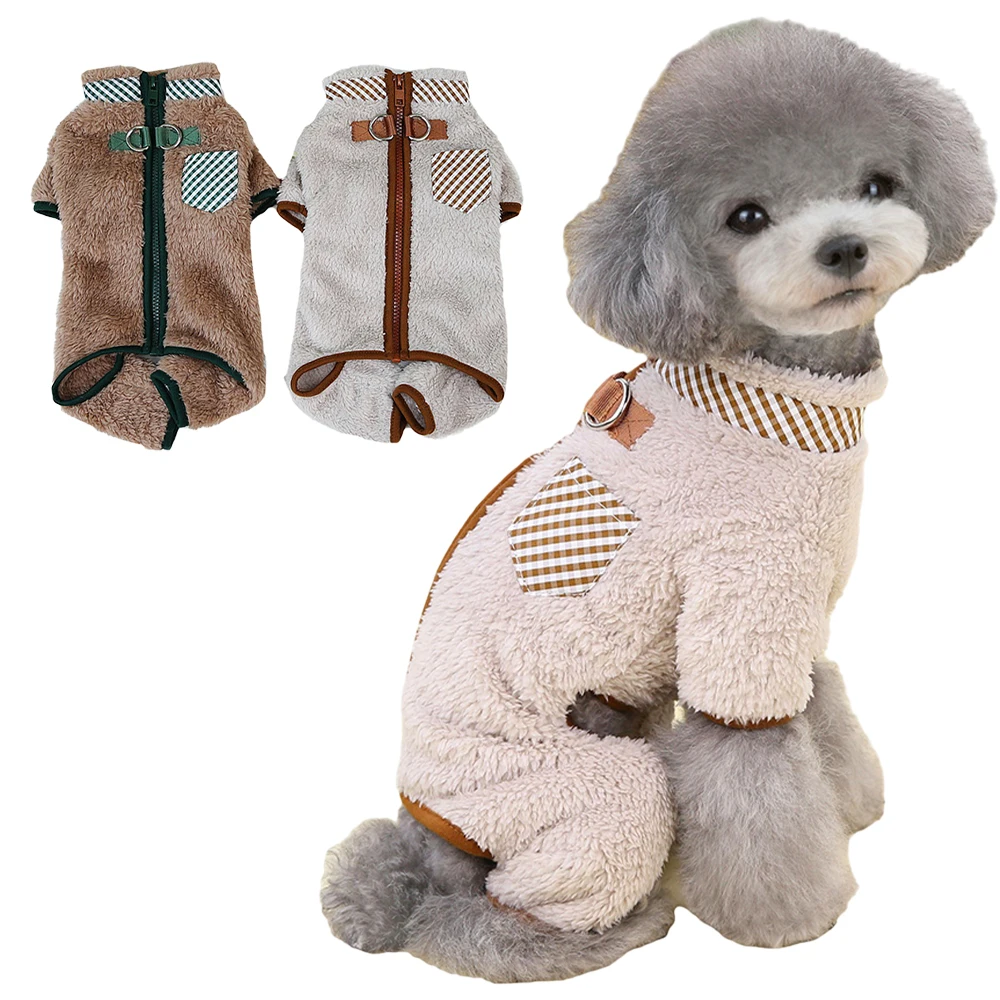 Pet Clothes Soft Warm Dog Jumpsuits Winter Pet Dog Jacket Zipper Small Puppy Yorkie Clothes Onesies Teddy French Bulldog Outfit