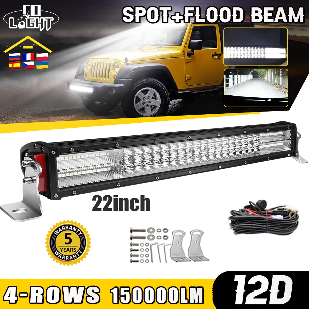 Co Light 12D Led Light Bar/Work Light Spot Combo Beam Led Barra 150000Lm Trattore 4 X4 Offroad 4Wd Atv Truck 12V 24V Luce Di Guida