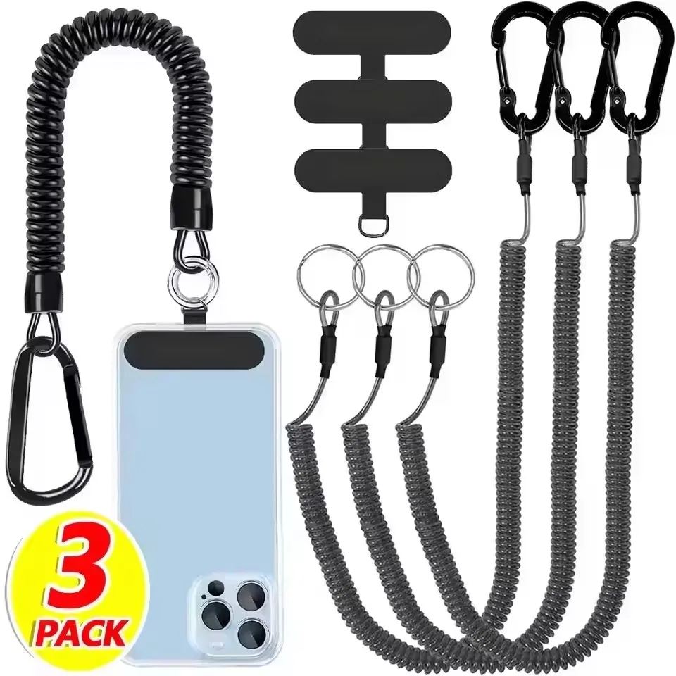 Retractable Anti-Theft Phone Strap with Quick Release Buckle and Tether Tabs
