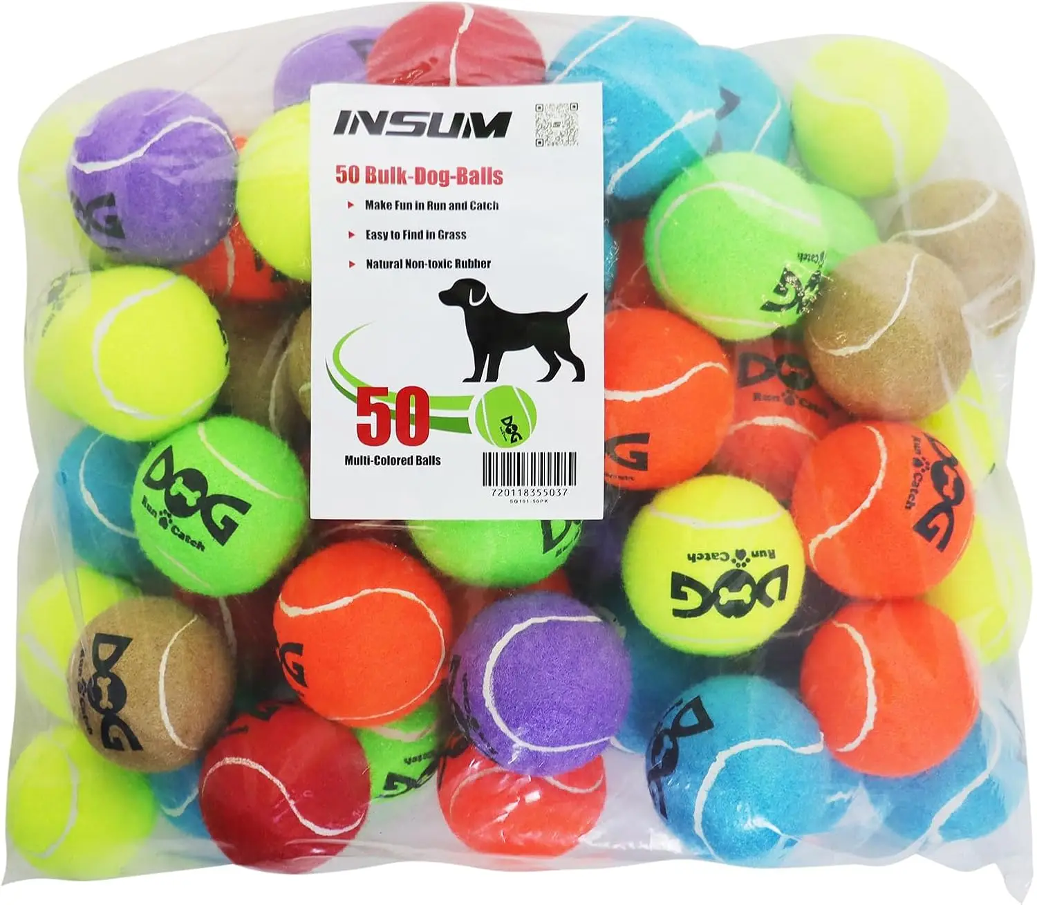 50 Pack 2.5'' Dog Squeaky Tennis Balls for Pet Playing Medium Large Breeds with Squeaker for Dogs Play Exercise (Multicolor)