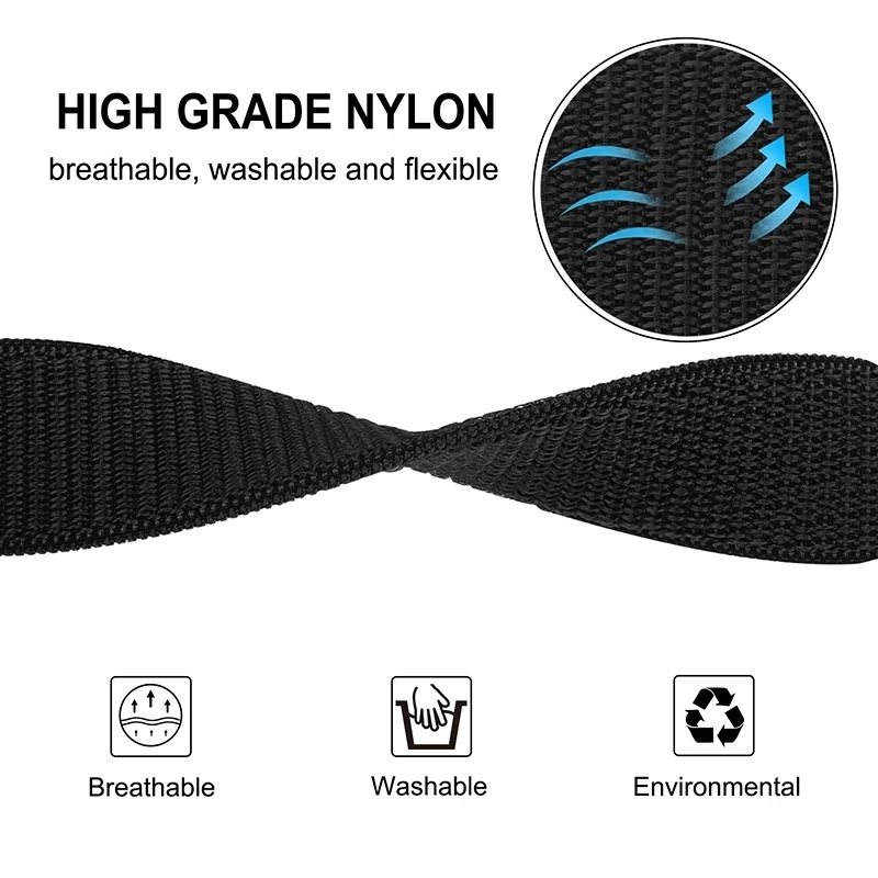 Premium Nylon Replacement Wristband - Adjustable 22-26mm Strap