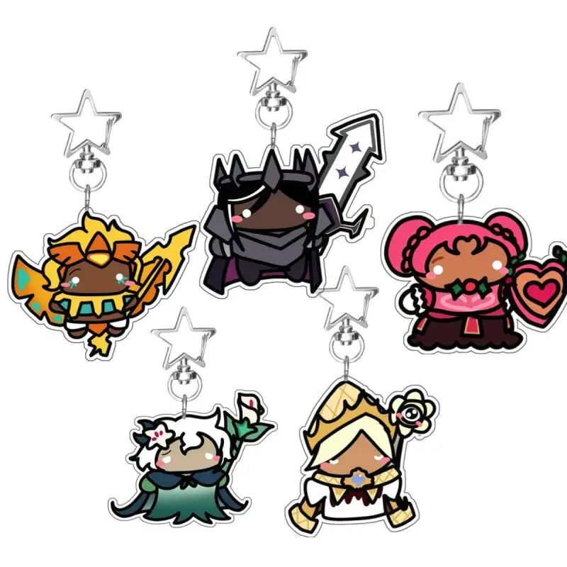 Cookie Run Kingdom Acrylic Keychain - Dark Cacao, Pure Vanilla, White Lily Cookie Characters - Anime-Inspired Peripherals Gift