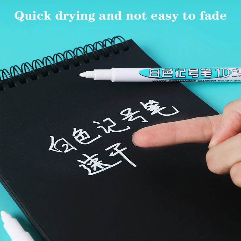 JIKUN 2pcs Oily White Marker Pen Graffiti Pens Waterproof Permanent Gel  Pencil Tire Painting Notebook Felt Tip Pen