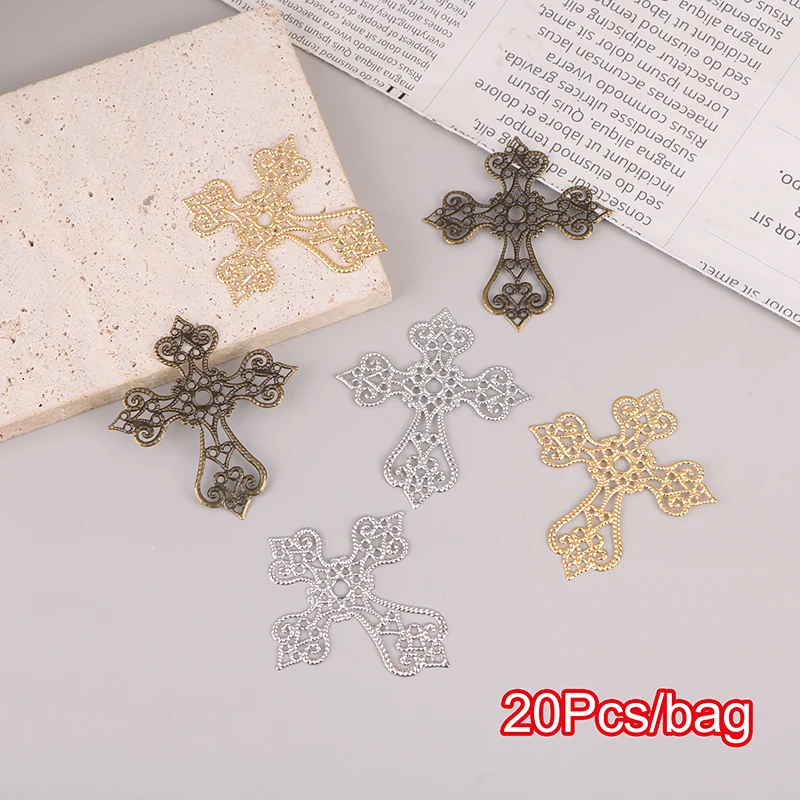 20 Stück Metall filigrane Kreuz Blumen Scheibe Charms Basis Einstellung Schmuck DIY Komponenten filigrane Charms Zubehör