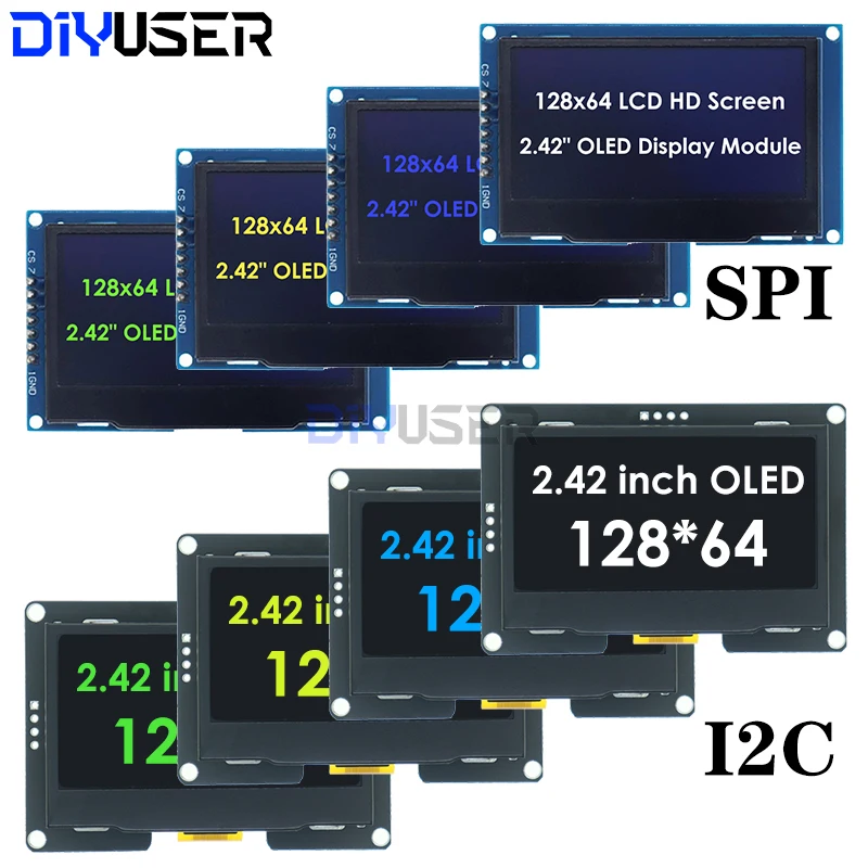 아두이노 C51 용 OLED LCD 디스플레이 모듈 IIC I2C SPI 직렬 인터페이스 SSD1309 12864 4 핀 24 인치 242 인치 128x64 리뷰후기