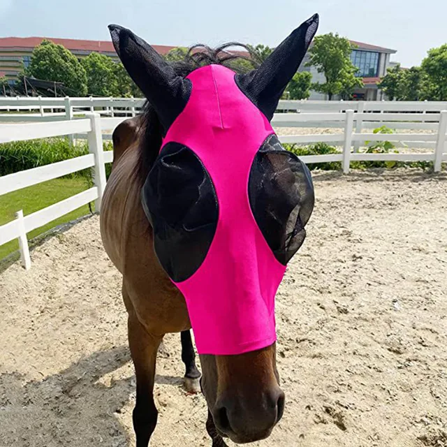 Breathable Horse Mask Summer Goggles Mosquito Ears Comfortable Fit with UVProtection Mesh Horse Fly Mask Equestrian Supplies 6