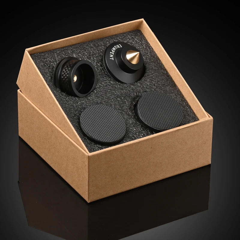 Premium Aluminum Alloy Speaker Spike Stands with Carbon Fiber Shock-Absorbing Pads (Set of 4)