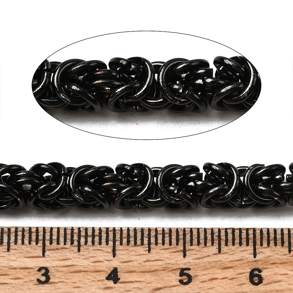 1 m anlaufgeschützte byzantinische Kette, 304 Edelstahl ungeschweißt für luxuriöse DIY-Schmuckherstellung, silber-schwarze Farbe – Detail 1