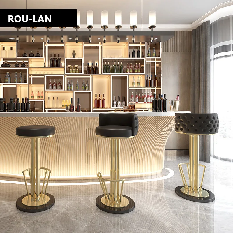 Light Luxury Bar Chair Simple Modern Bar Chair High Stool Home Back High Chair Dining Chair Net Red Chair High Stool
