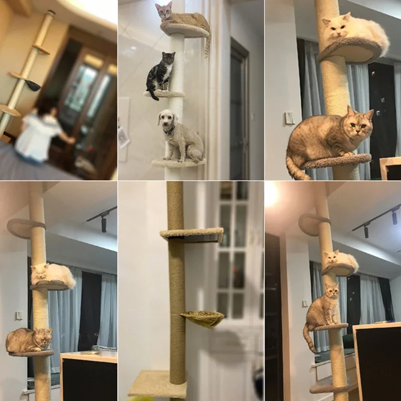 DIY 고양이 나무 액세서리 고양이 긁는 포스트 스크래치 지원 천장 고양이 등반 타워 플랫폼 고양이 집 해먹 애완 동물 가구