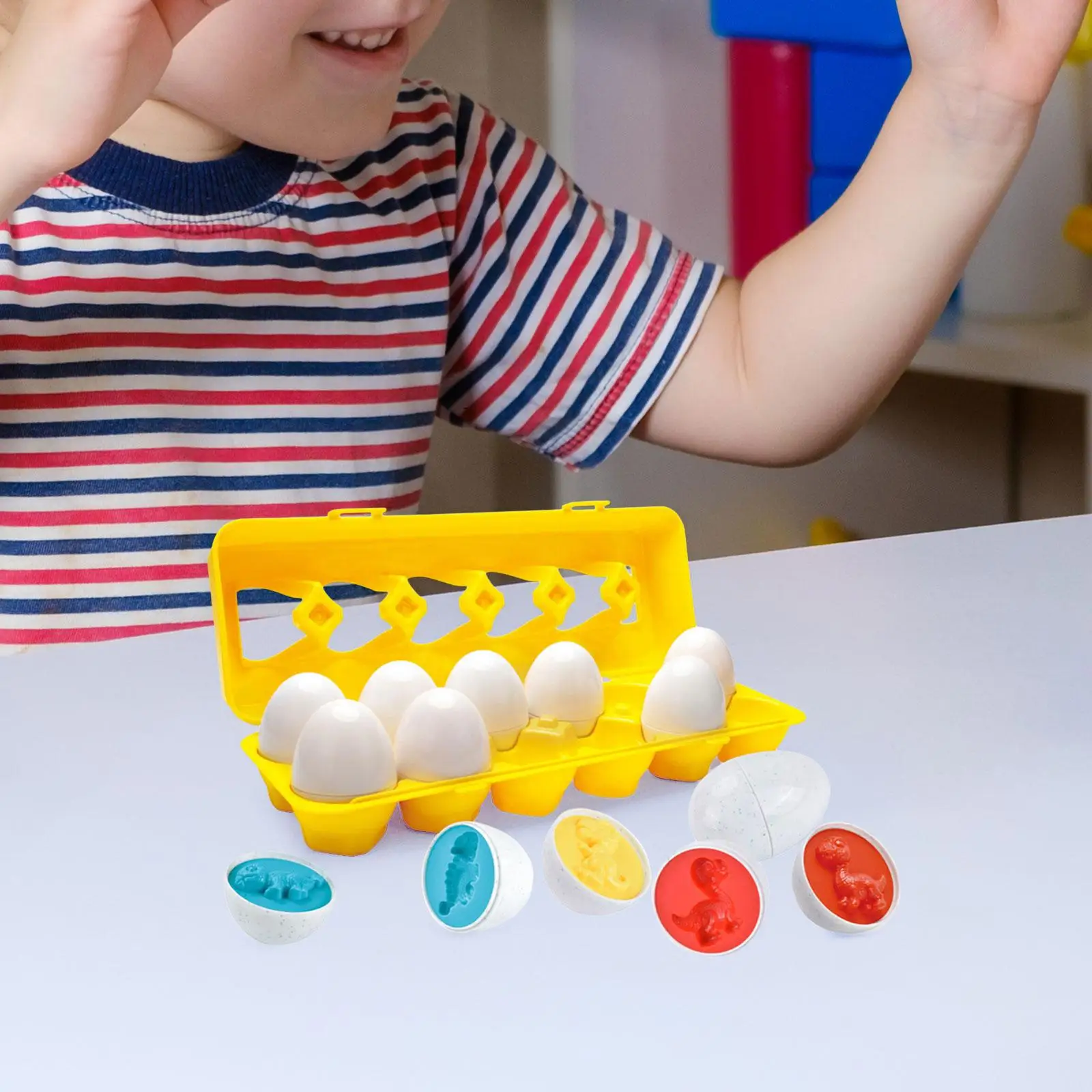 

12x Color & Shapes Matching Egg Toy Educational Montessori Toy Matching Puzzle Eggs for Kindergarten Babies 3 4 5 6 Years Old