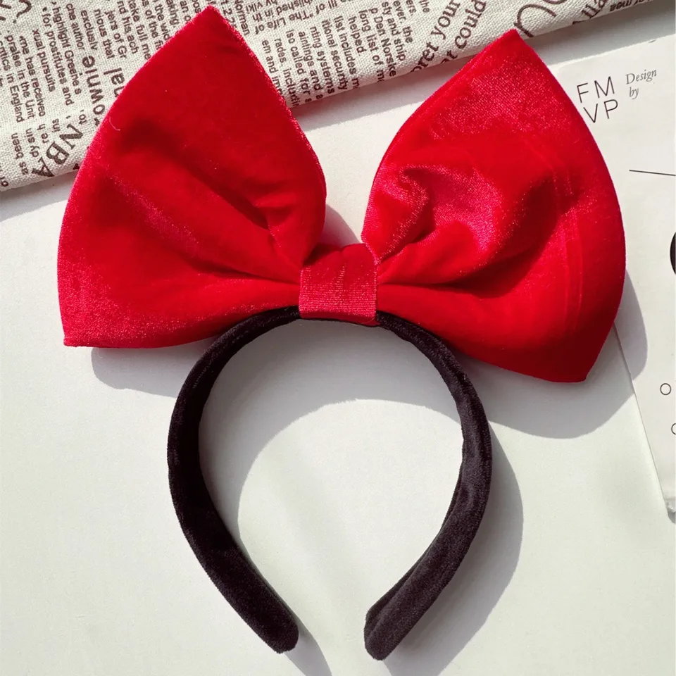 Reddot Grande Fascia Per Capelli In Velluto Con Paillettes | Fiocco Oversize Rosso, Accessorio Per Capelli Lunghi, Ideale Per Feste, Matrimoni E Cosplay - 2