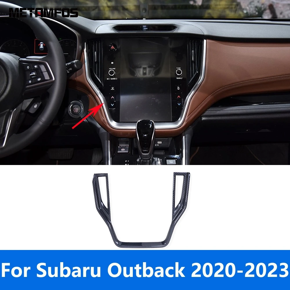 

Центральная консоль из углеродного волокна для Subaru Outback 2020-2022 2023, крышка для вентиляционного отверстия переменного тока, отделка, рамка для навигации, автомобильные аксессуары