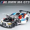 1:24 BMW M4 GT3 Alloy Sports Car Model Diecasts Metal Track Racing Car Model Simulation Sound and Light Collection kids Toy Gift 1