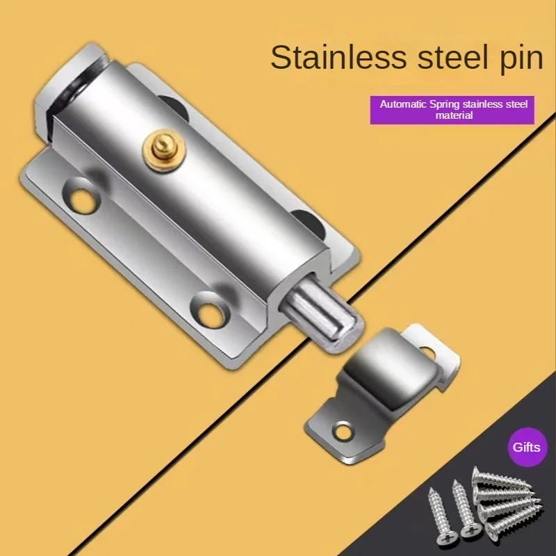 Description Picture 2 of item3/4inch Automatic Zinc Alloy Door Latch Barrel Bolt Hasp Stapler Gate Lock Safety Easy To Install for Bathroom Washroom
