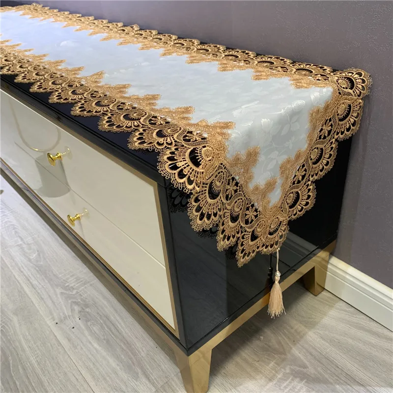 

Table Runner Cross Border New European Table Flag Lace Lace Home Fabric Home TV Cabinet Dust Cover Tea Table Cloth