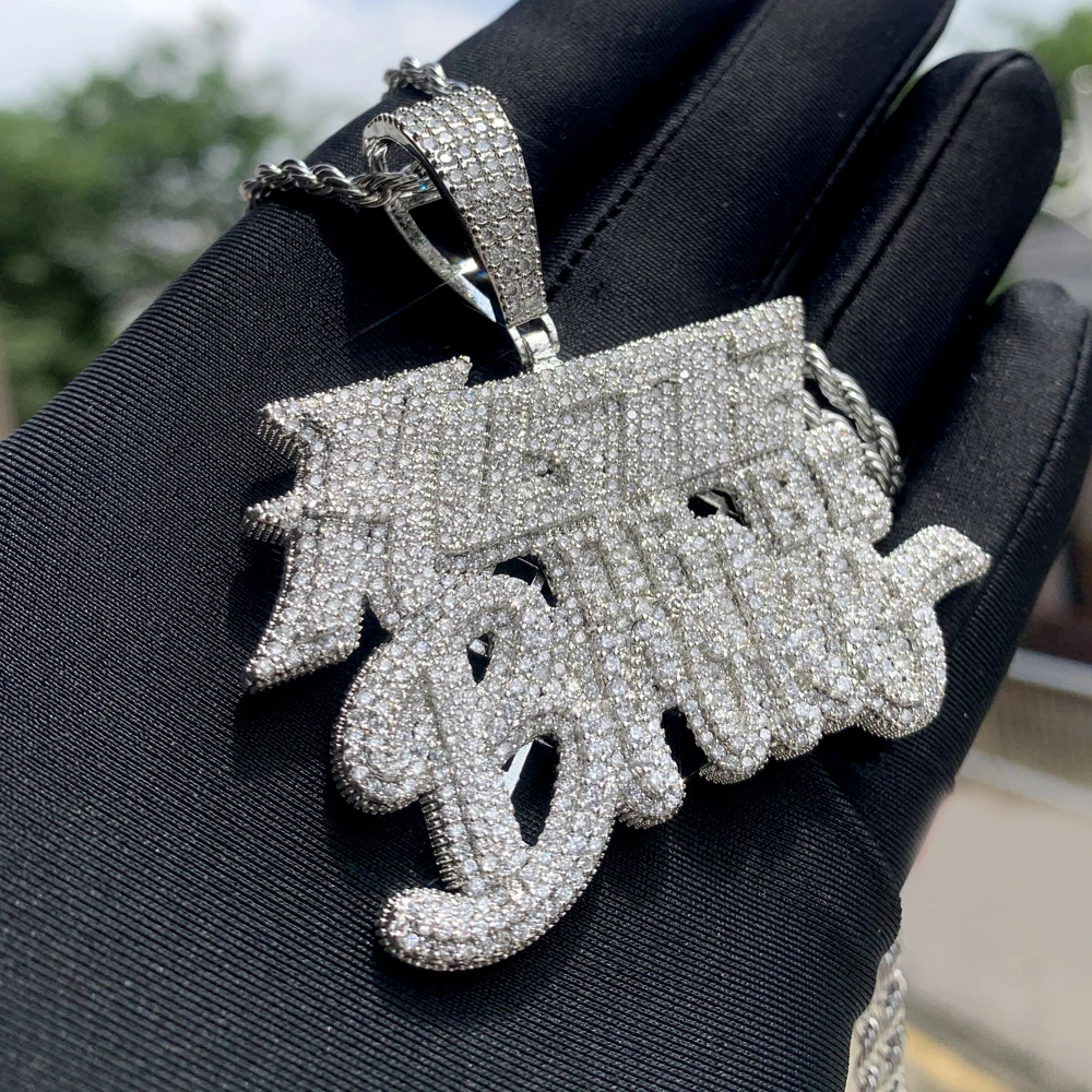 2023 New Iced Out Bling Letters YAH BOY Pendant Necklace Gold Silver Color  5A Zircon Charm Men's Hip Hop Rock Jewelry