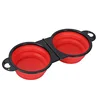 Pet Folding Bowl Convenient One piece Outdoor Silicone Folding Double Bowl Outdoor Dog Water Feeding Bowl Dog Basin Pet Supplies 5