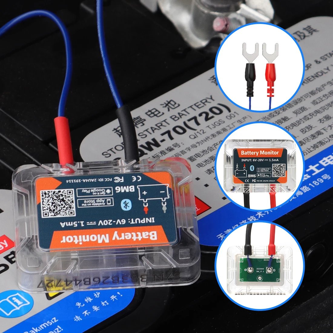 QUICKLYNKS BM6 Bluetooth 4.0 Car Battery Monitor 12V Battery Tester Charging Cranking Test Battery Analyzer APP for Android IOS 6