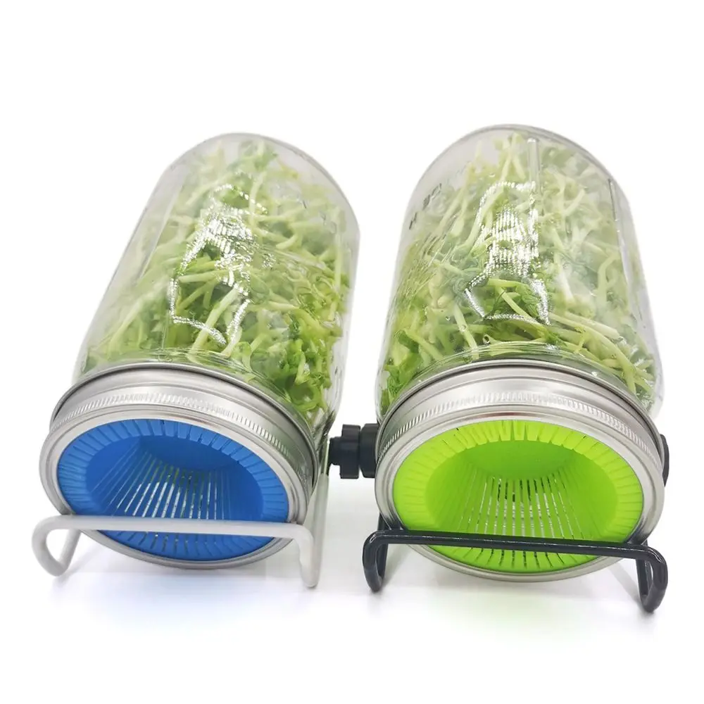 Plastic Sprouting Lid With Mesh Screen Mesh Cover Sealing Ring Lid For 86mm Wide Mouth Mason Sprout Jars Germination Strainer sprouting jars kit