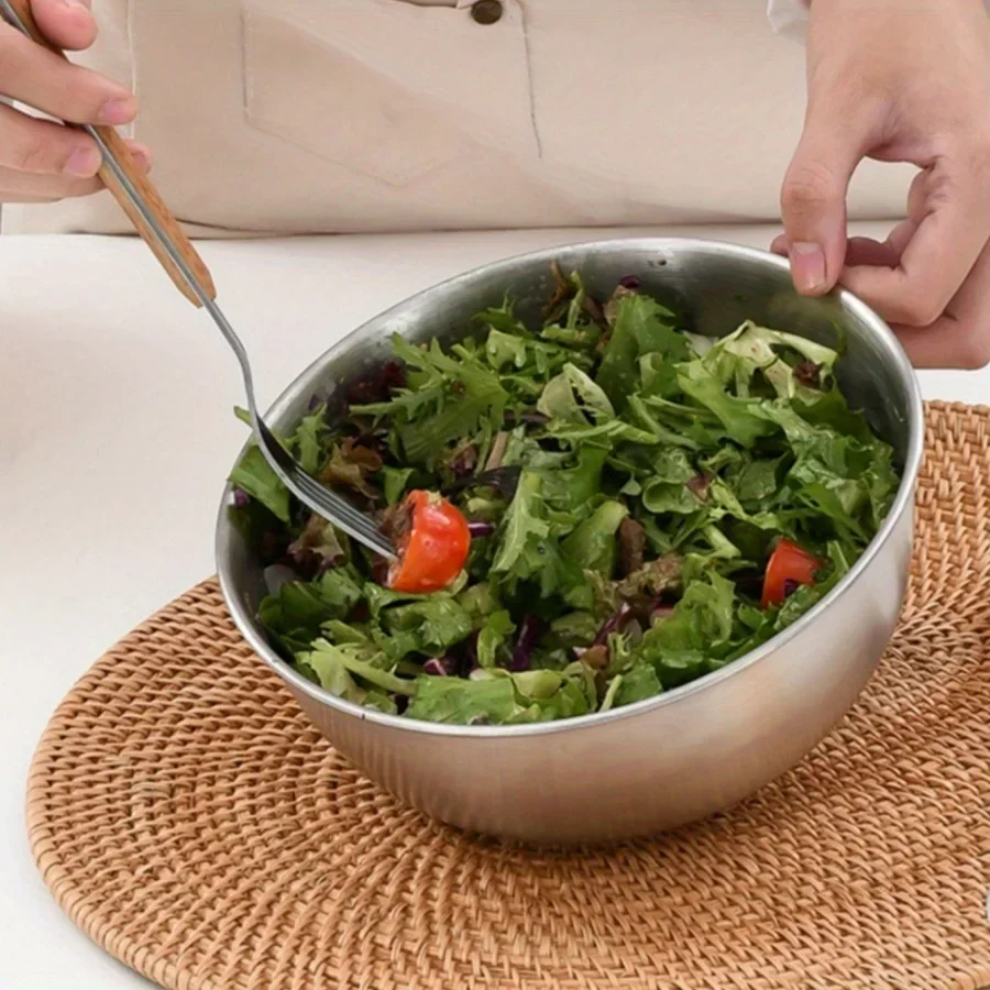 Korean stainless steel fruit and vegetable salad bowl with rice bowl, cold noodle bowl, instant noodle cold mixing bowl