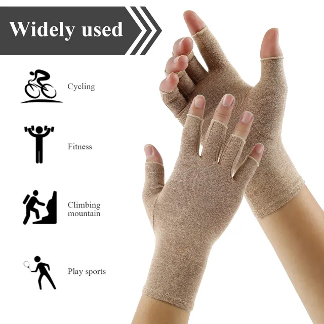 1 Pair Arthritis Gloves Compression Gloves Hand Wrist Support Pain Relief Arthritis Fingerless Glove for Hands Finger Joint 2