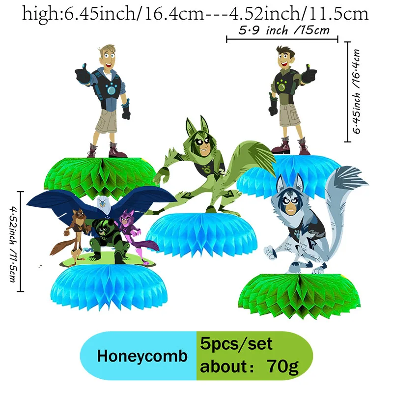 Wild Kratts Jungle Theme Birthday Party Ceremony Scene Layout Decorative Banner Spiral Honeycomb Pennant Disposable Items
