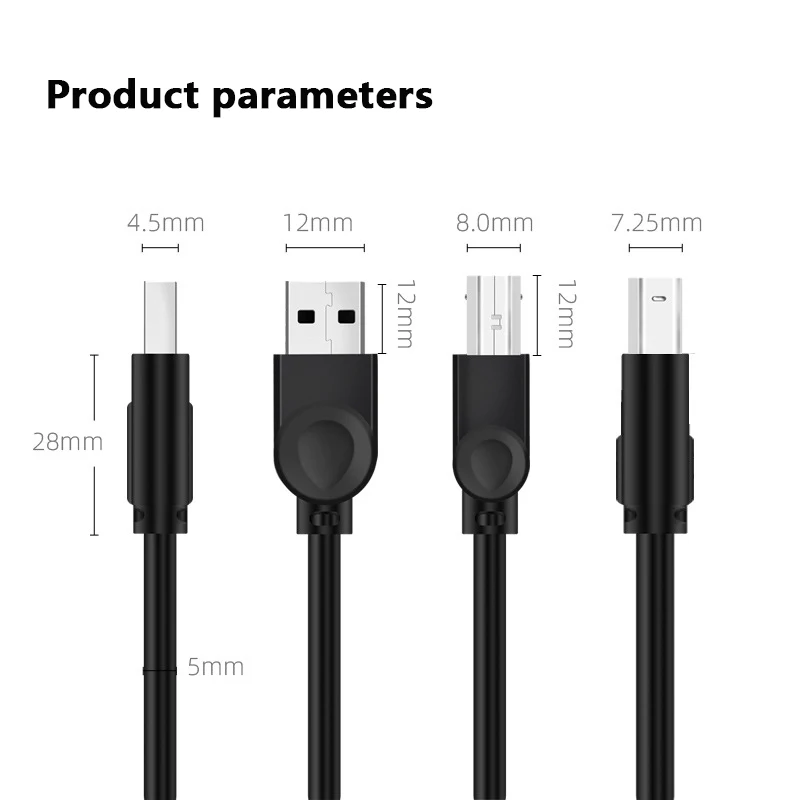 

Высокоскоростной Кабель для принтера USB 1,5 длиной 2,0 м/3 м, длина от A до B, черный экранированный инструмент, линия передачи данных