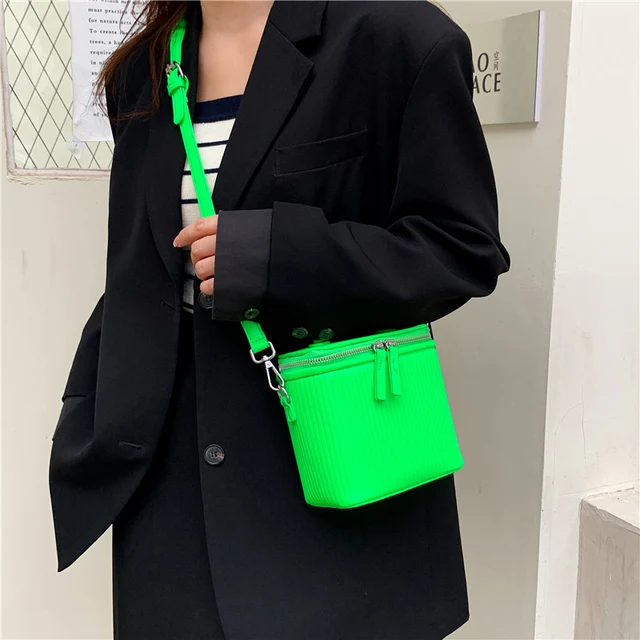 2023 New Fashion Women Blue Neon Green Bucket Bag Luxury Designer