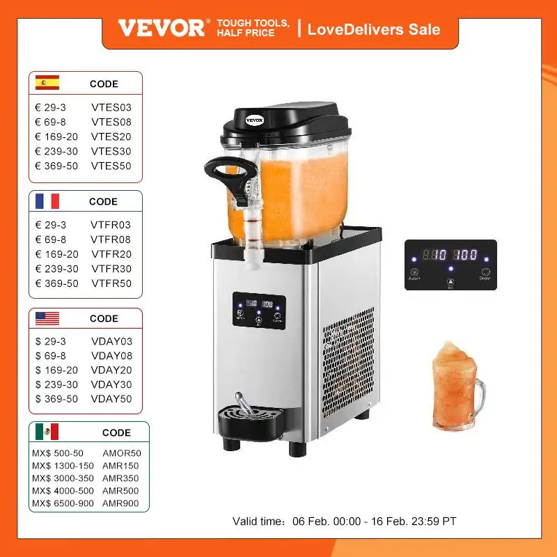 Vevor 6L Commercial Slushy Machine Slushy Maker Con Distributore Automatico Di Bevande Distributore Automatico Di Controllo Della Velocità Per Reastau