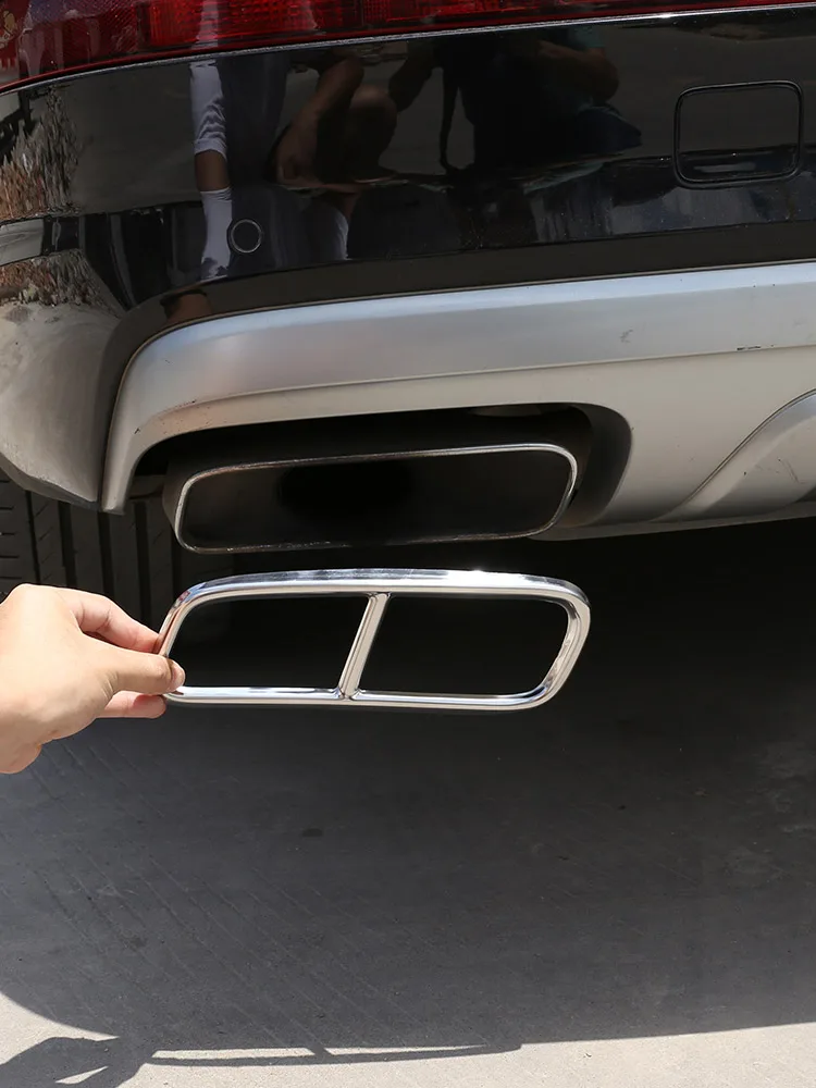 Für 2016-2019 Audi Q7 4M Edelstahl Schwarz Auto Auspuff-Endrohr-Abdeckung Schalldämpfer-Dekoration Auto-Außenzubehör – Detail 2