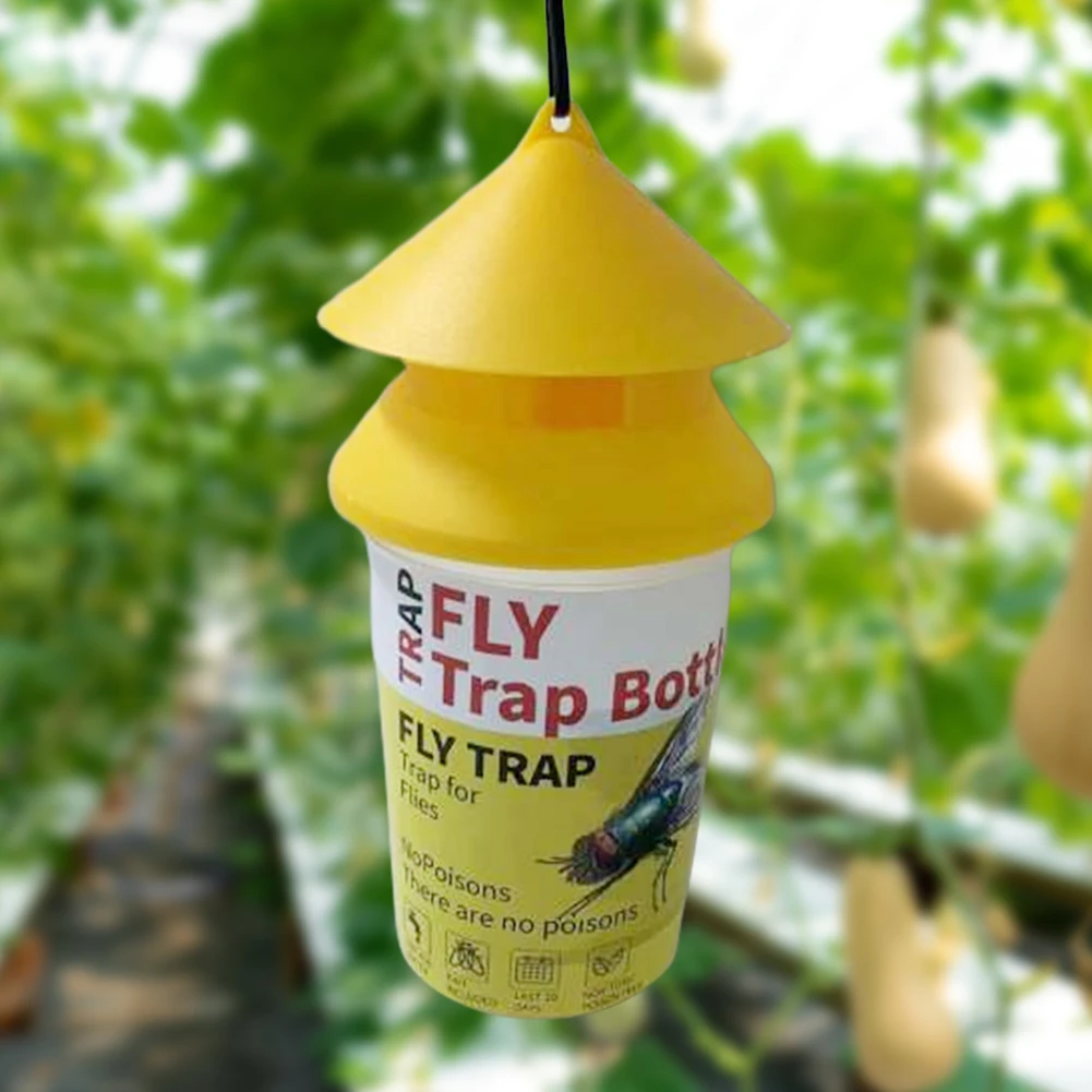 Fly Bag Trap PP+Wire Chain Hanging Flytrap Cage Non-Toxic And Non-Hazardous for Canteens/Restaurants/Toilets/Rubbish Rooms