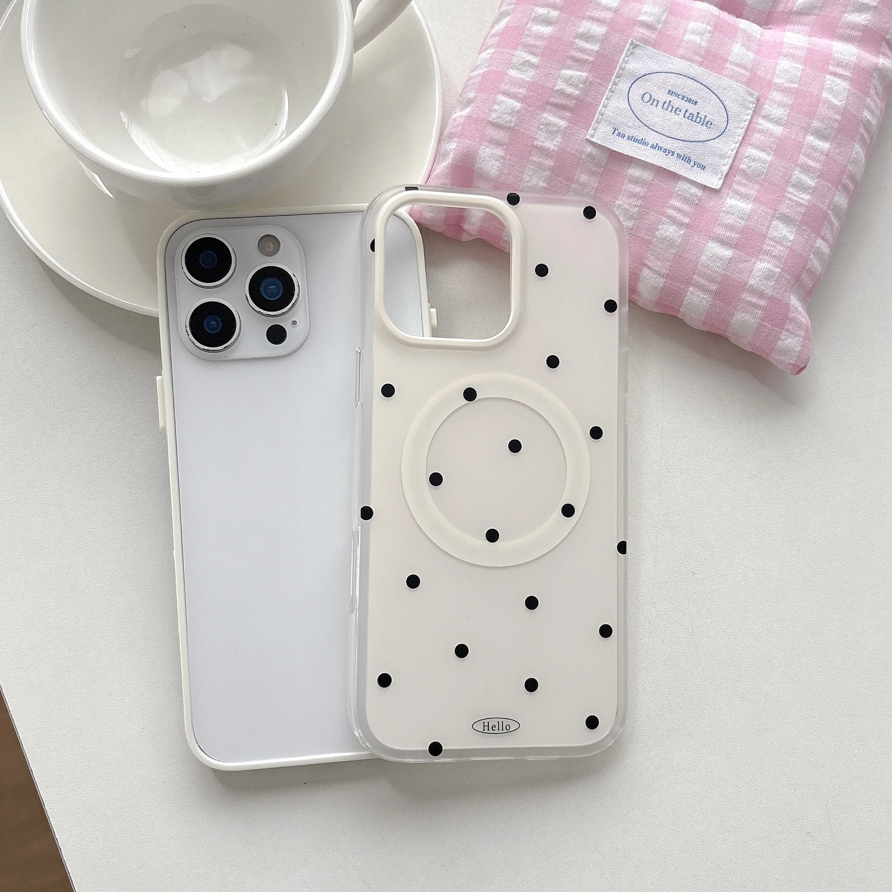 Polka Dots Magnetic Phone Case For iPhone 14 15 16 17 Pro Max Hybrid Cover 3