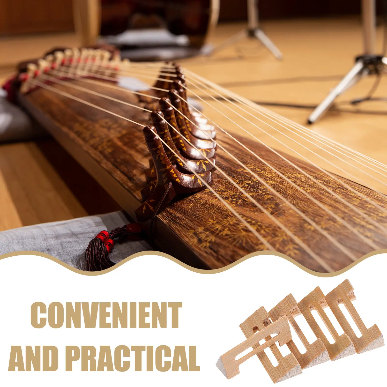 5개입 산시안 브리지, 속이 빈 디자인의 오래된 대나무 수제 전문 중국 악기 브리지, 정통 음색과 공명을 위한 민속 악기용