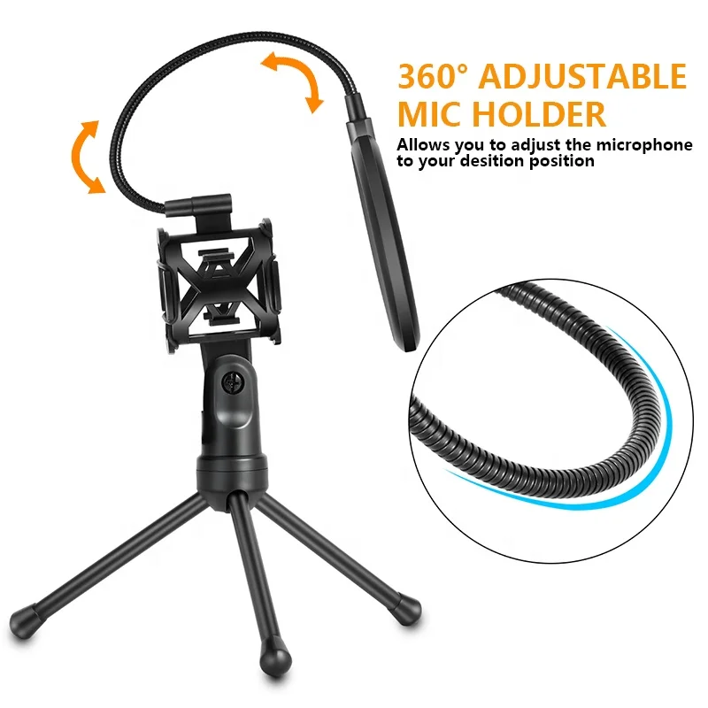 Microphone Stand Microphone Pop Filter Microphone Shock Mount Professional Isolation Shield Microphone Shock Mount Stand Filter For Recording Maximum Isolation from Handling Vibration