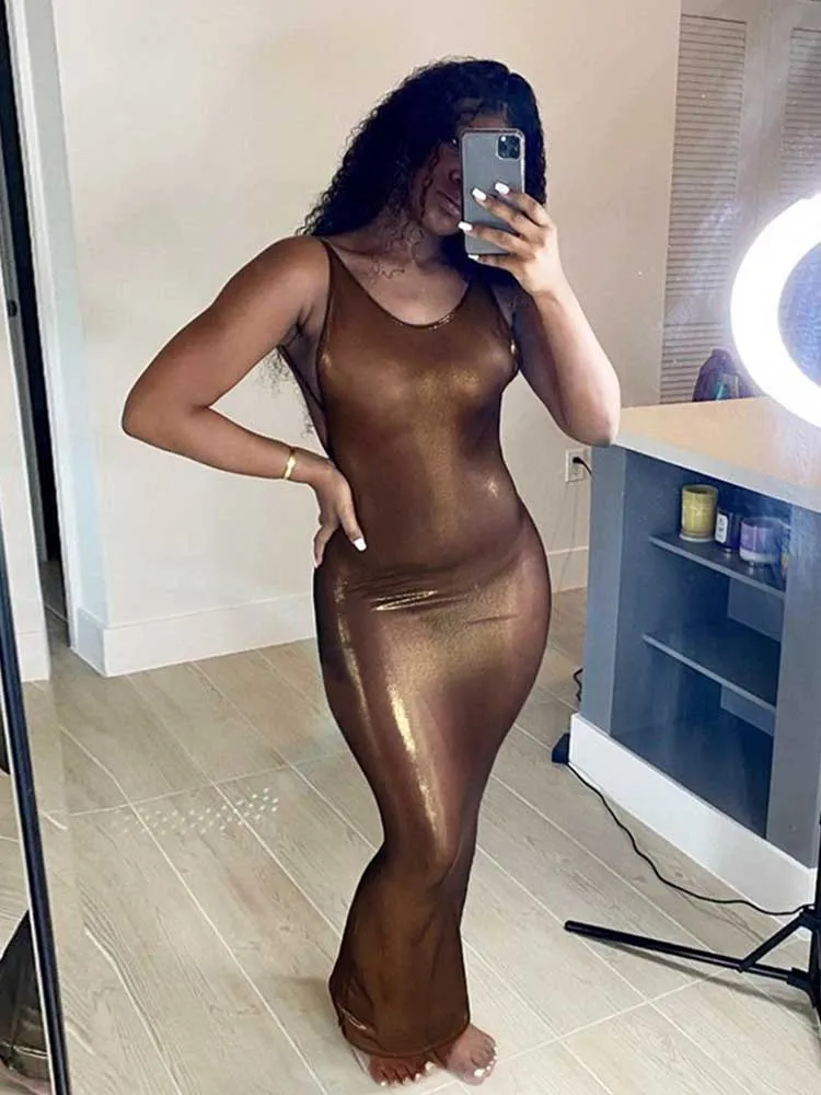 

Women Autumn Summer Bodycon Party Solid Color Sleeveless Long Dress Sundress 2022 Female Clothing Streetwear Wholesale