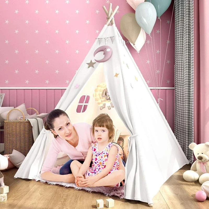 1.8m Teepee Tent for Kids Indoor Outdoor Tipi Child Tent Play House Wigwam for Children Tent House 4