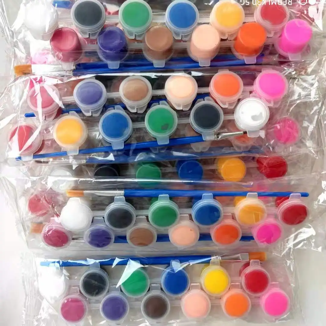 1Set 12 Colors Acrylic Paint Strips Paint Brushes Craft Paint Kids Paint  Set Plastic + Acrylic - AliExpress