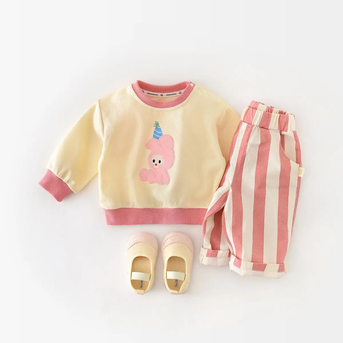 2024 Spring Boy Girl Children Loose Strped Casual Pants Baby Pockets Fashion Pants Kid Outdoor Cotton Trousers Toddler Costume 2
