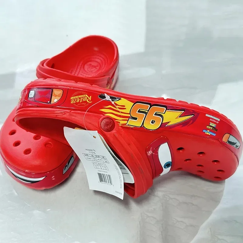 Disney Lightning Mcqueen Pixar Crocs Outdoor Beach Slippers Cute Cartoon Anime Pool Anti Slip Crocs No95 Car Slippers Shoes Toys crocs slippers