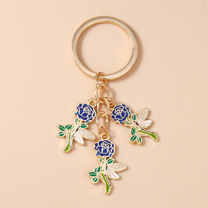 Aihua Niedlicher Emaille-Rosen-Schlüsselanhänger für Frauen und Mädchen, Schlüsselring-Anhänger für Handtaschen-Deko, DIY Handgemachter Schlüsselanhänger, Schmuckgeschenke – Detail 5