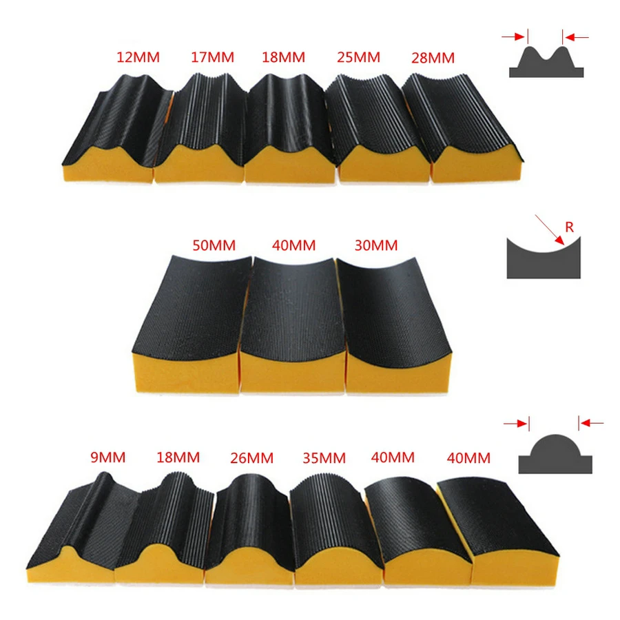 16PCS/Set Hand Sanding Block Set 40X100MM Hook And Loop Assorted Shaped Sanding Disc Holder Grinding Sponge Abrasive Tool