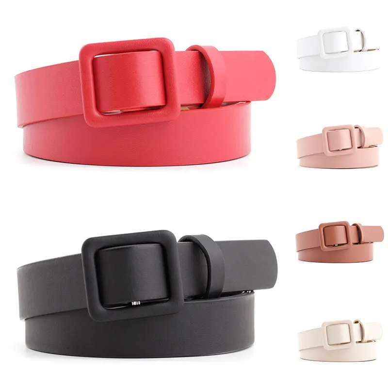 

Elegant Women Waist Belt Narrow Thin Vintage Adjustable Square Buckle PU Leather Waist Straps For Banquet Dance Party Decoration