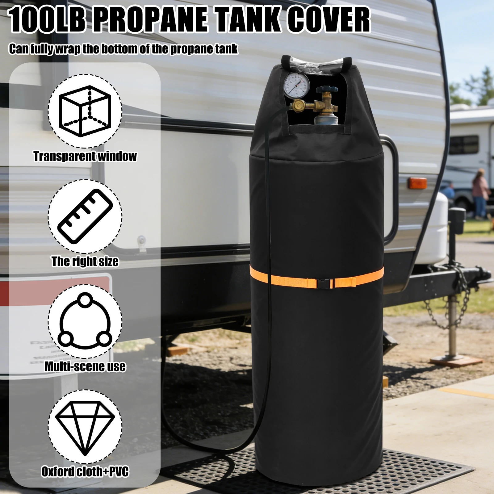 100 lb Propane Tank Cover Oxford Cloth Waterproof Thick Cover Camping Gas Stove Protective Cover Barbecue Kitchen Accessories