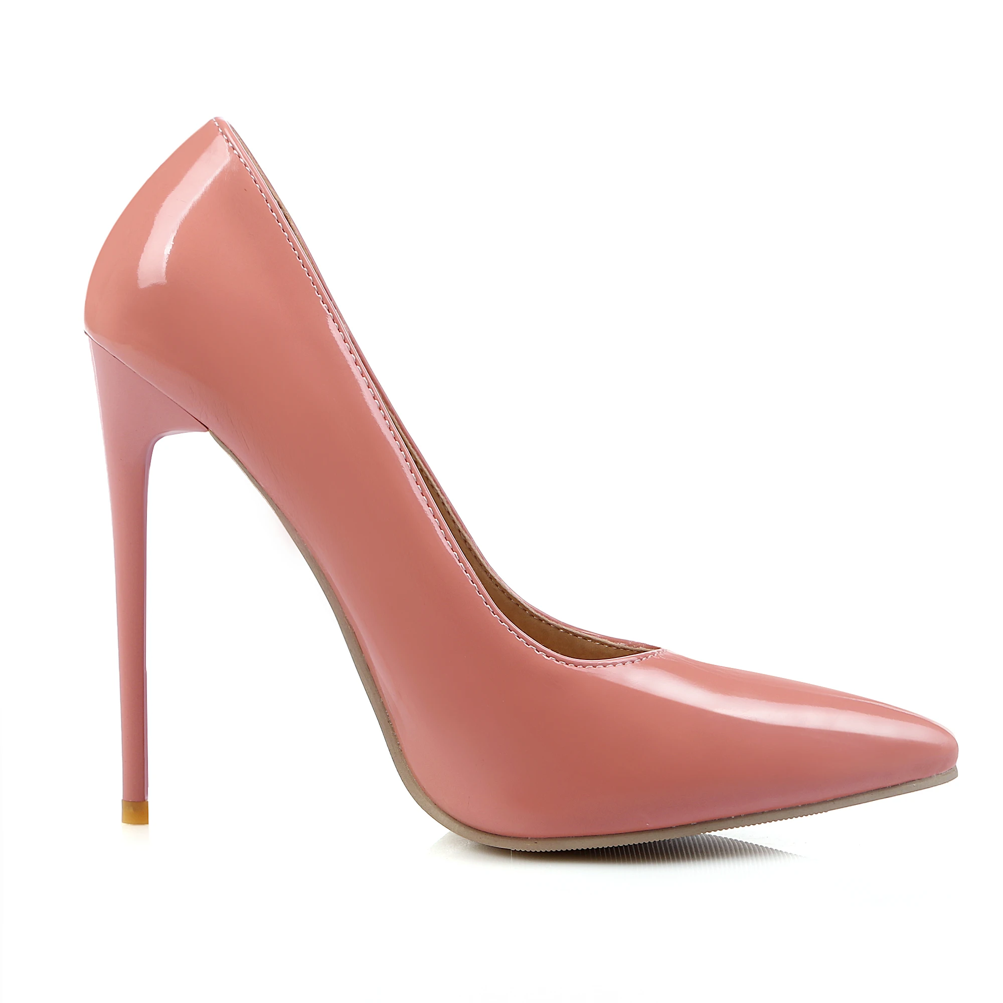 Spitzendesign, einfarbig, einfache Stiletto-High-Heels, neue Damenschuhe, glänzendes Lackleder, Party-Mode-Einzelschuhe, Rot, Weiß, Schwarz, Gelb, Rosa, Aprikose, Sommersandalen, Ultra-High-Heels 12 cm, günstiger Ausve – Detail 11