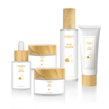 5Pcs/set Rice Skin Care Set Whitening Cream Serum Facial Cleanser Toner Cleaning Pores Firming Moisturizing Skincare Products - Thumbnail 2